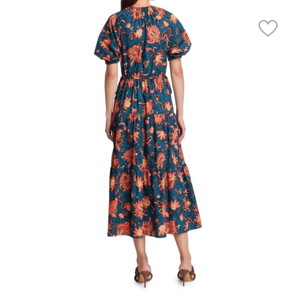 A.L.C. Floral Midi Dress in Blue and Orange - Picture 2 of 8